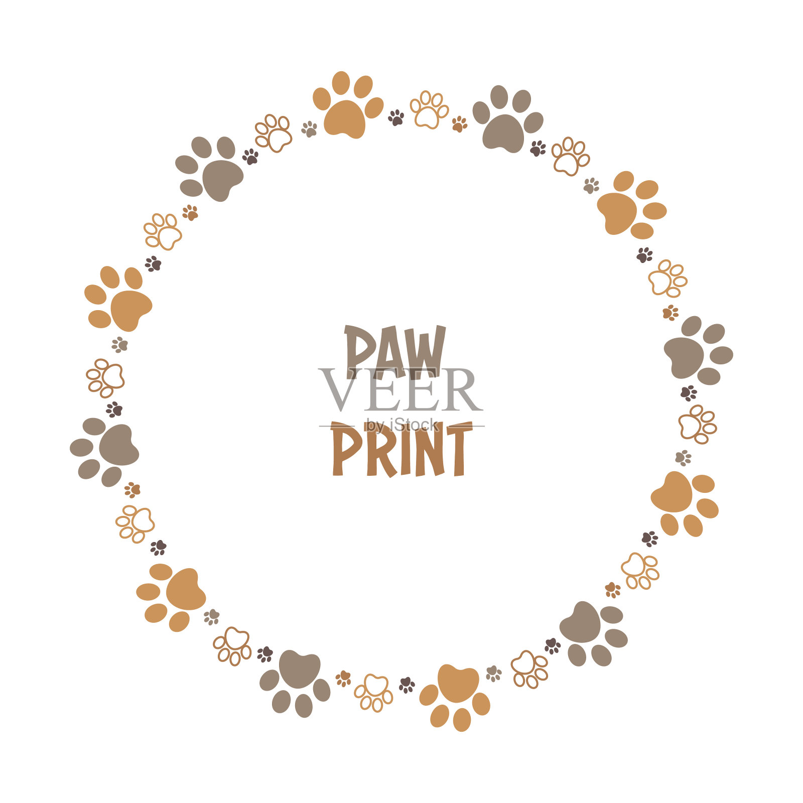 棕色圆爪框架，矢量，透明背景插画图片素材