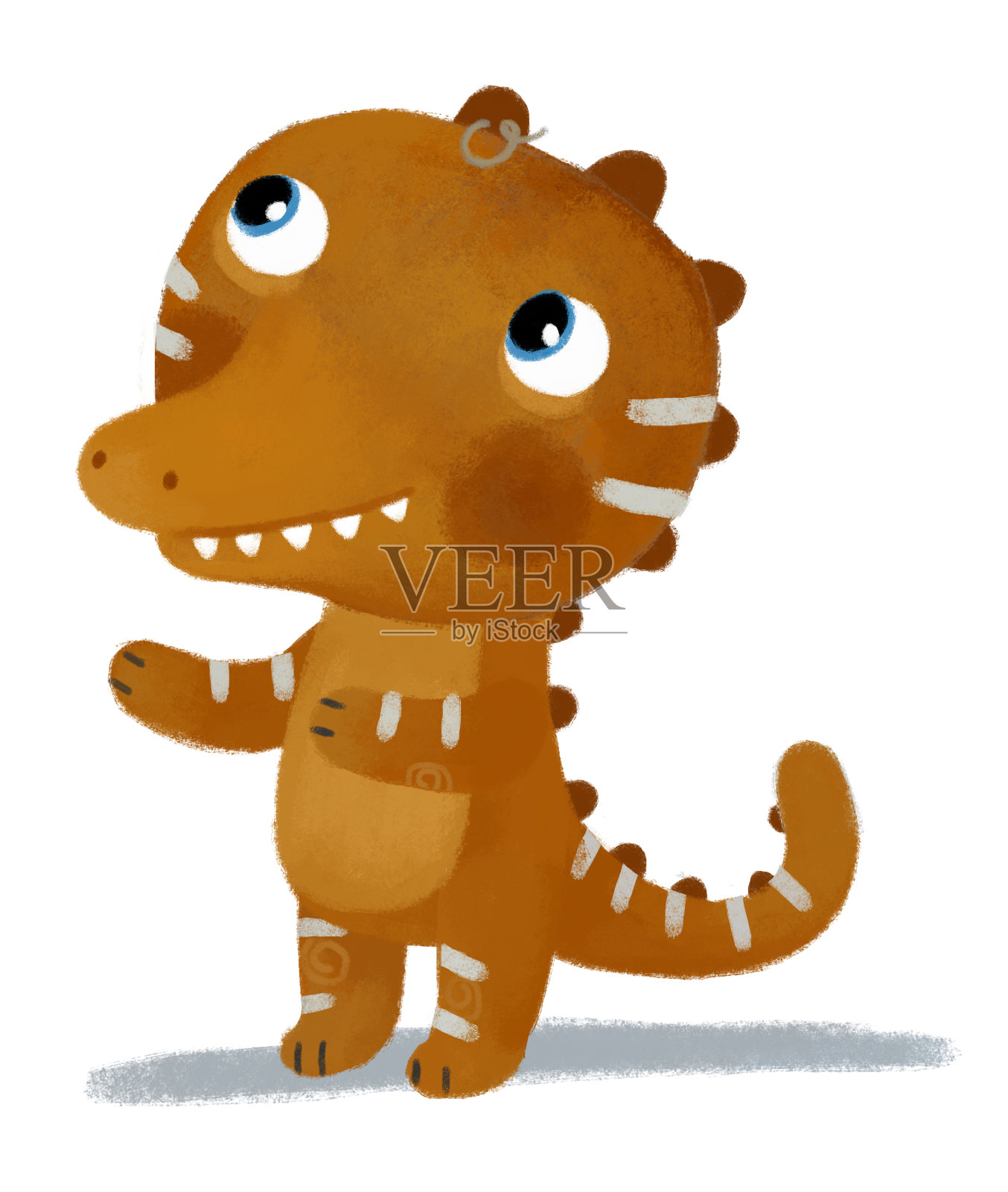 卡通场景与恐龙恐龙或龙玩有乐趣的白色背景插图的孩子插画图片素材