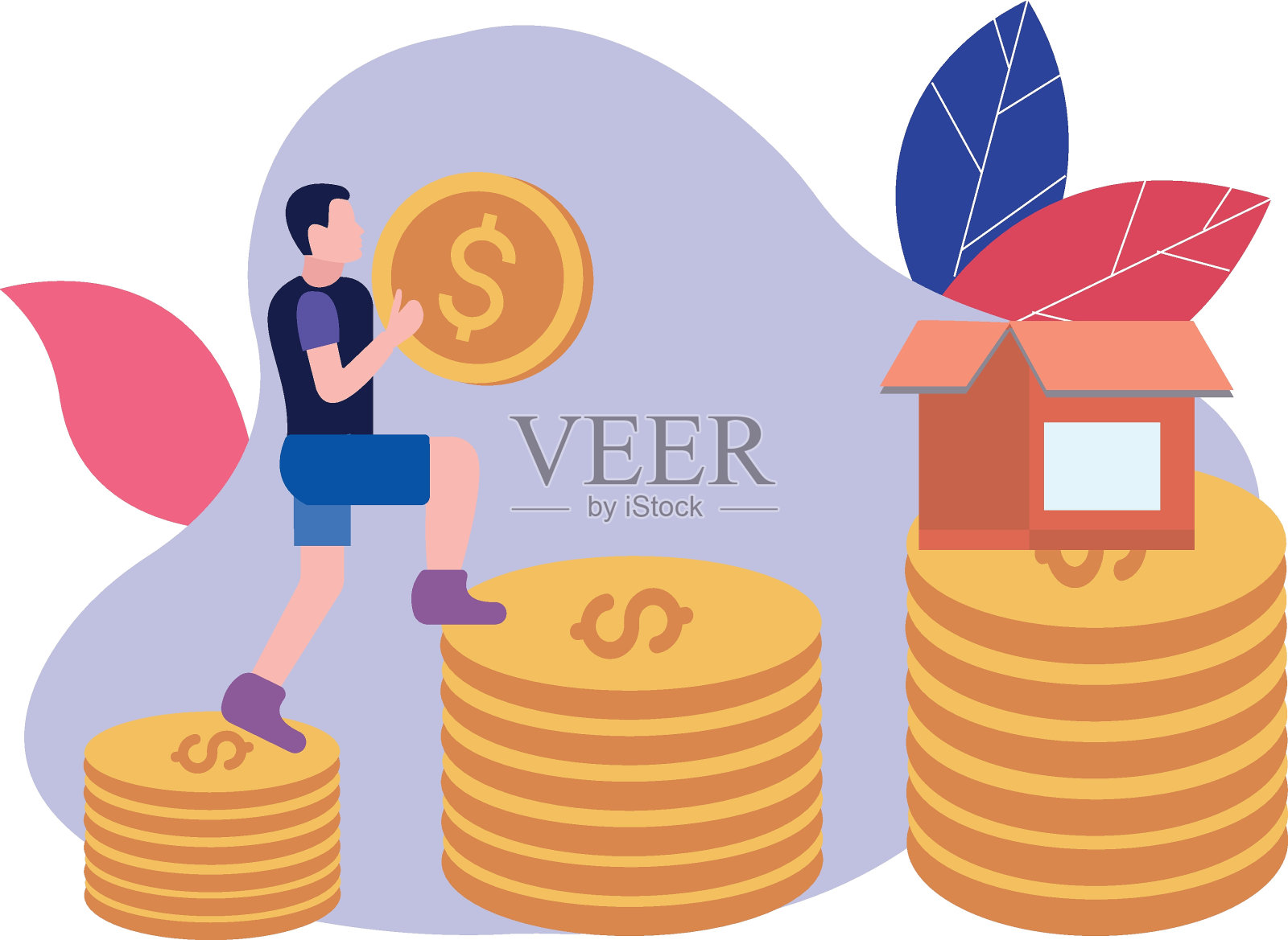 这个男孩正在捐款。插画图片素材