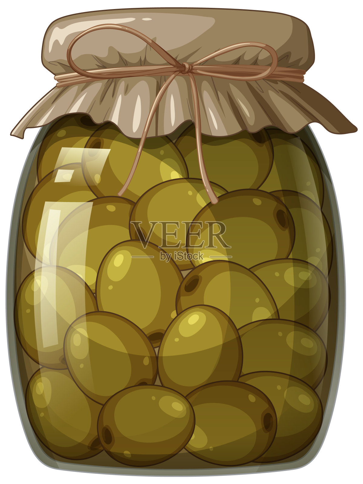 矢量图形的一个密封的罐子充满了橄榄。插画图片素材