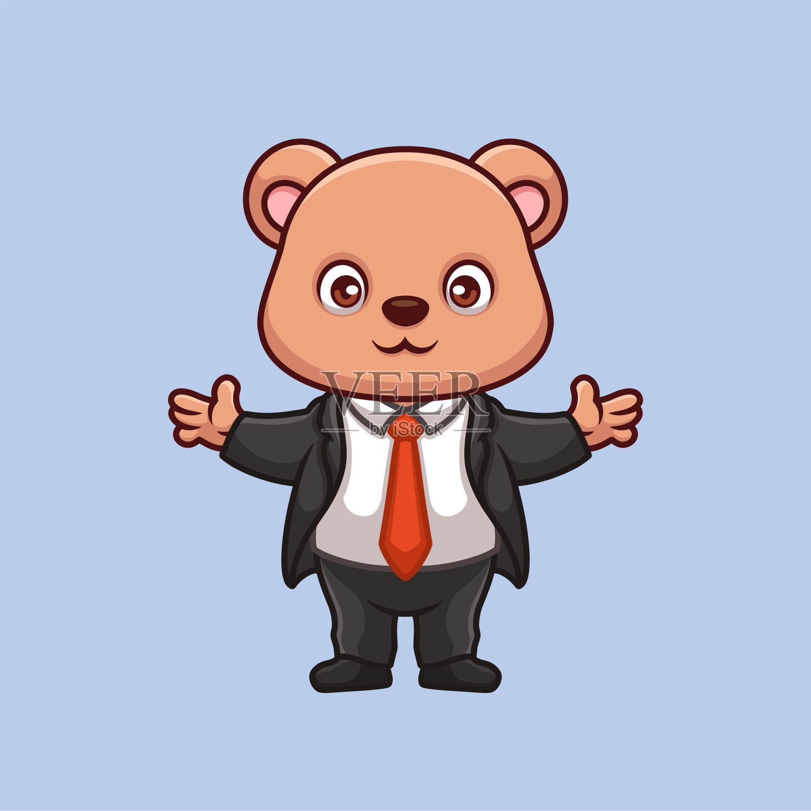 经理熊可爱的卡通人物插图插画图片素材