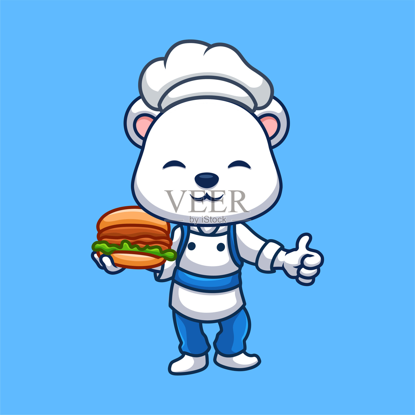 厨师北极熊可爱的卡通插图插画图片素材