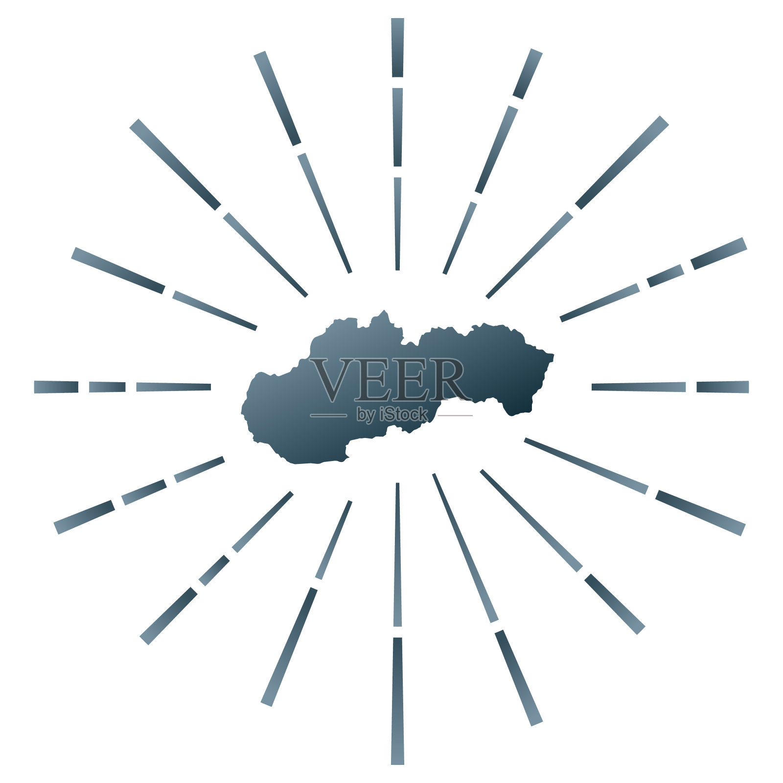 斯洛伐克渐变的日冕。这个国家的地图上有五颜六色的星光。斯洛伐克插画以数字、科技、互联网、网络为风格。矢量插图。插画图片素材