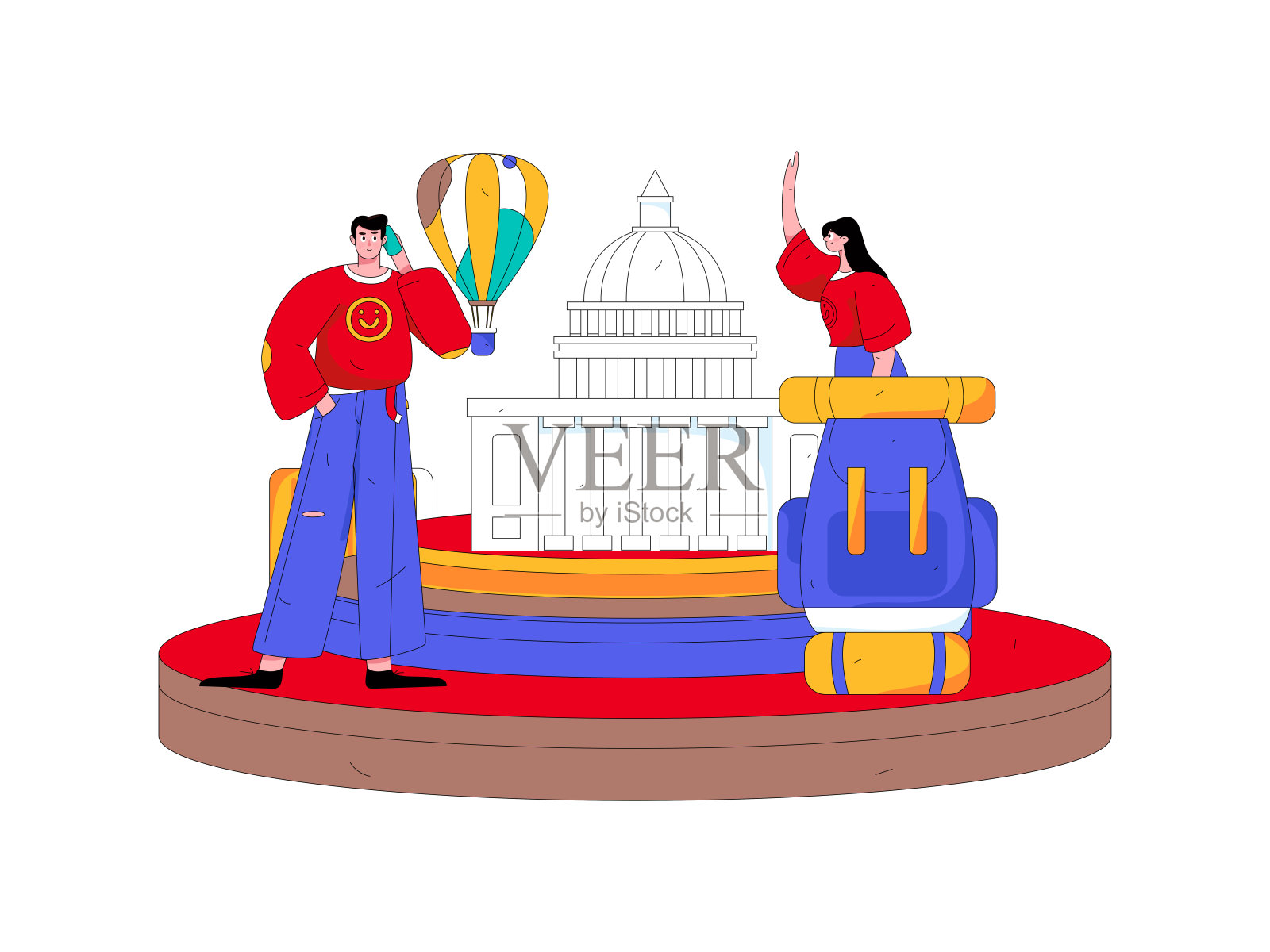 假期旅游旅游人物互联网背景矢量手绘插画插画图片素材