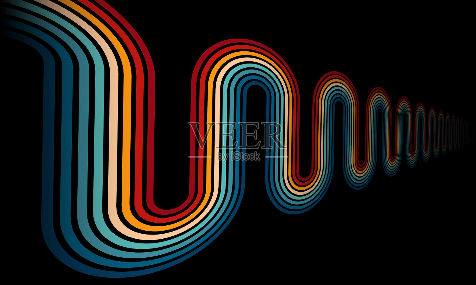 复古条纹背景，海报，横幅样本，复古的颜色从1970年代，1900年代，70年代，80年代，90年代。复古复古70年代风格的条纹背景海报线条。形状矢量设计图形80年代插画图片素材