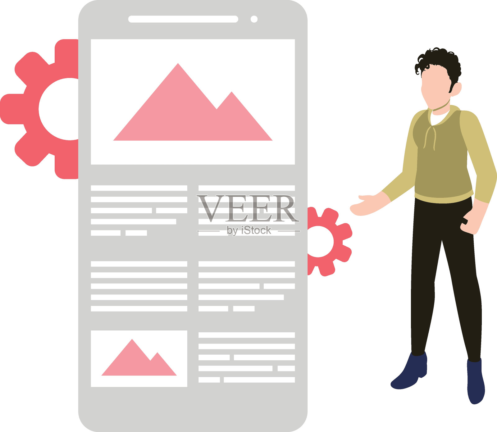 这家伙在做手机管理。插画图片素材