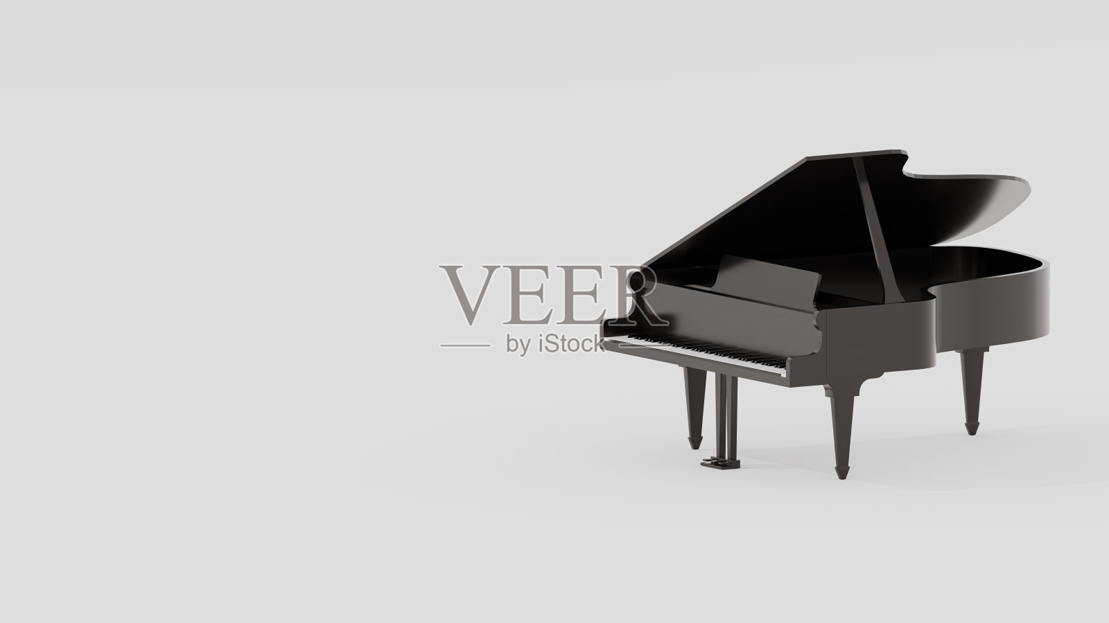 白色背景上的黑色三角钢琴照片摄影图片