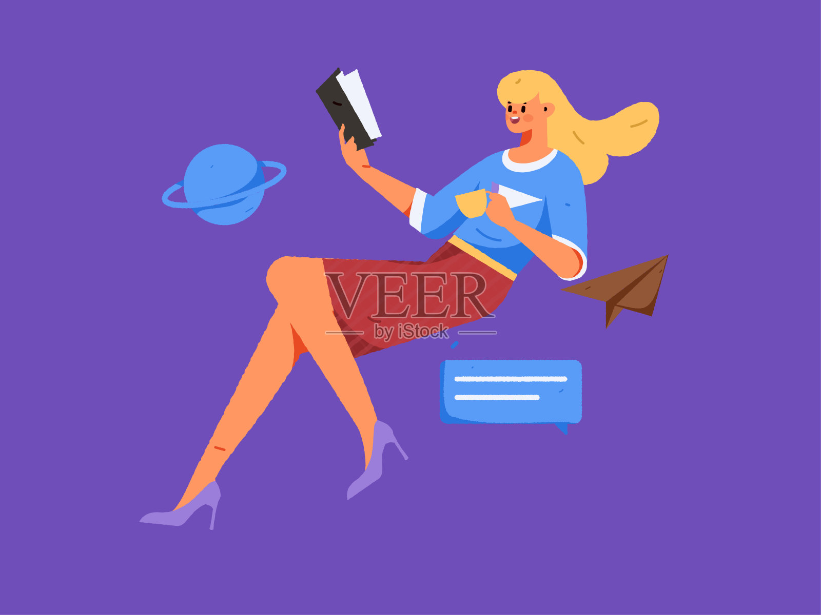 文字阅读静静地矢量概念操作手绘插图插画图片素材