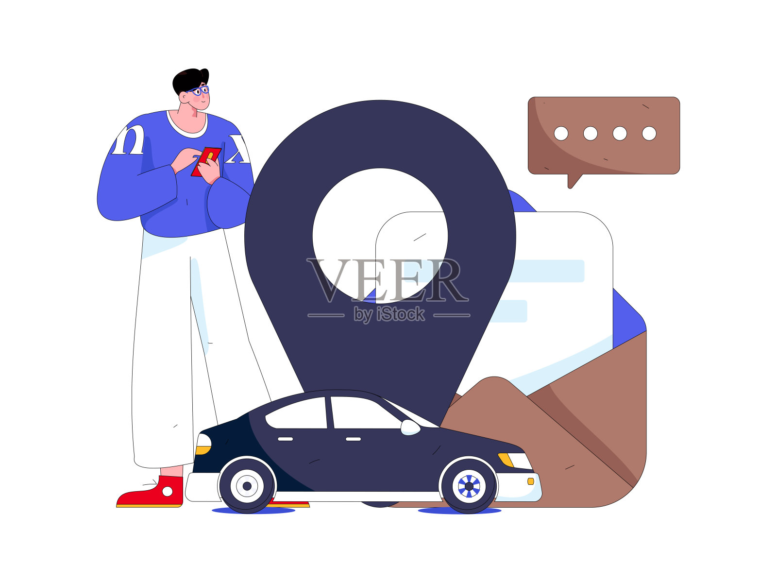 平面矢量概念操作手绘的人乘出租车的插图插画图片素材