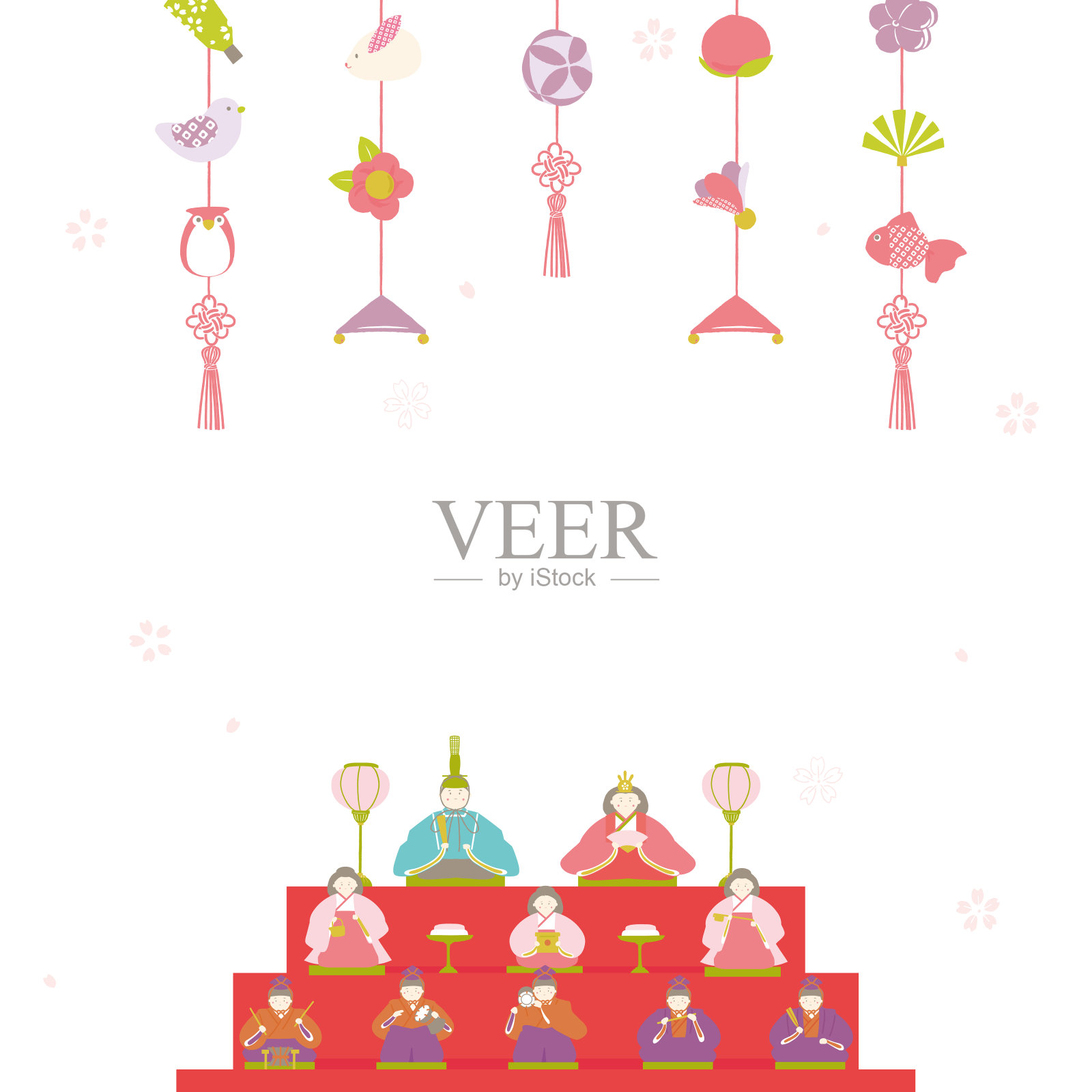 日本女儿节娃娃矢量插画（祈祷女孩健康幸福）插画图片素材