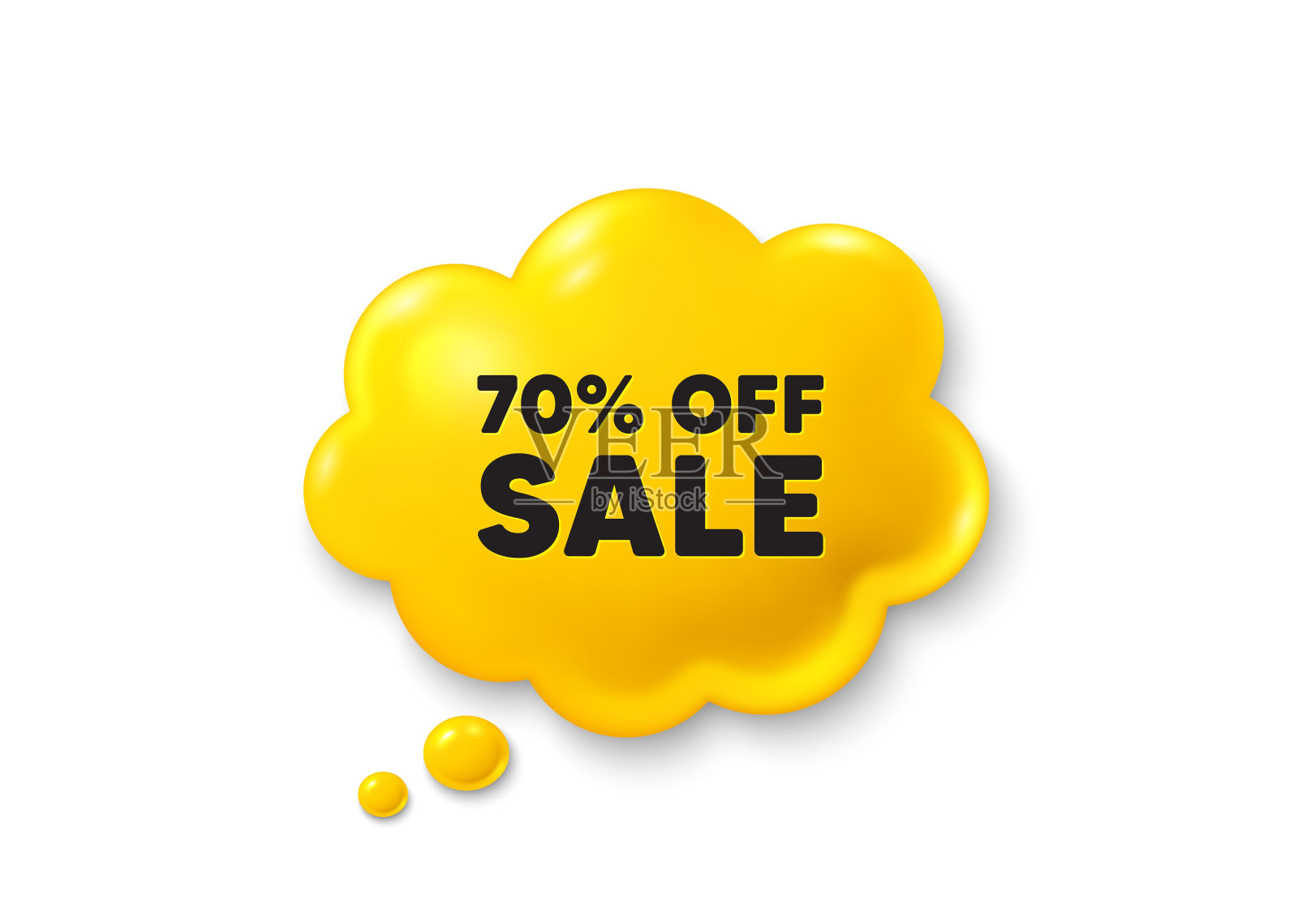 七折优惠。促销价格报价标志。喜剧演讲泡沫3d图标。向量插画图片素材