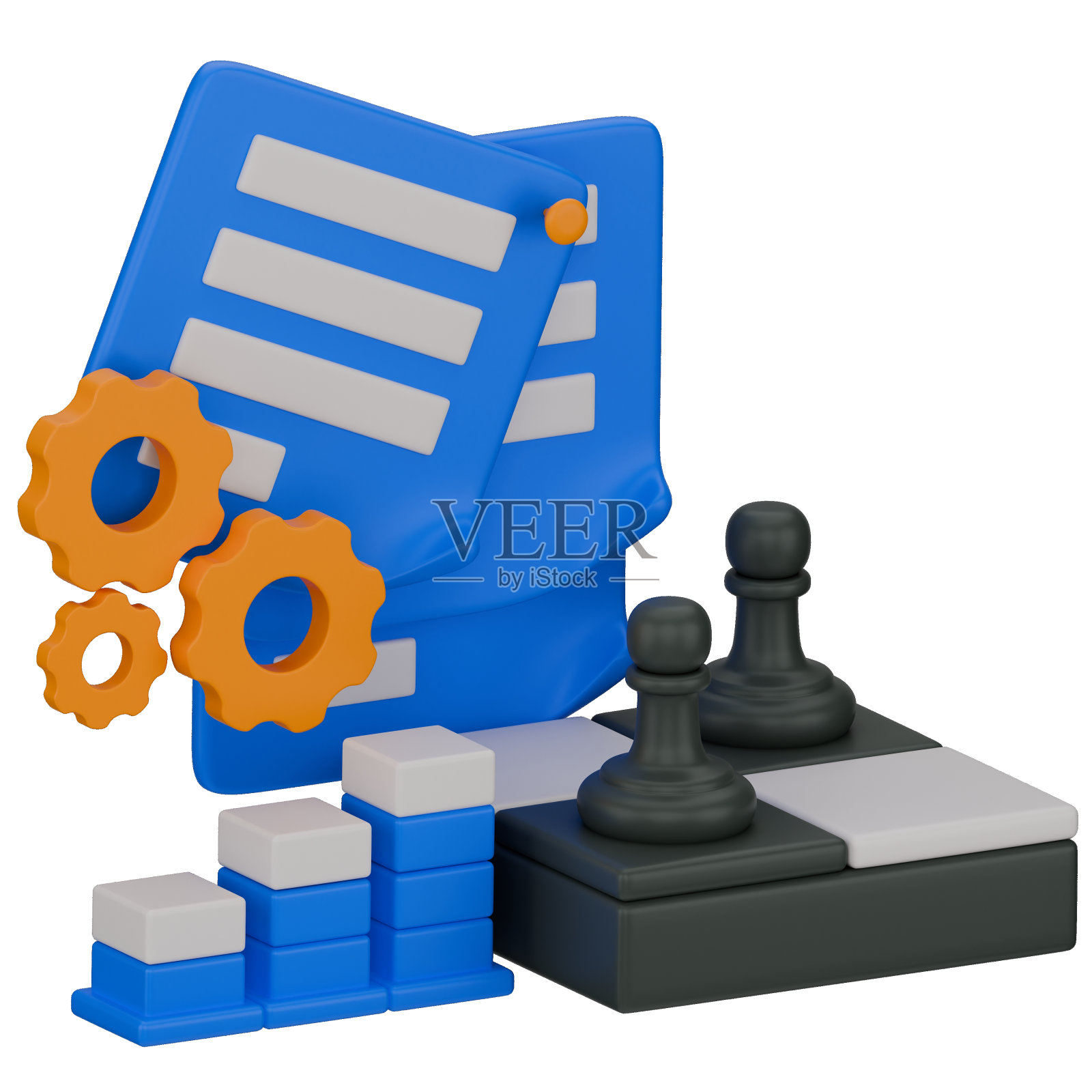 3d商业战略。3d渲染插图孤立的白色背景与商业主题。照片摄影图片