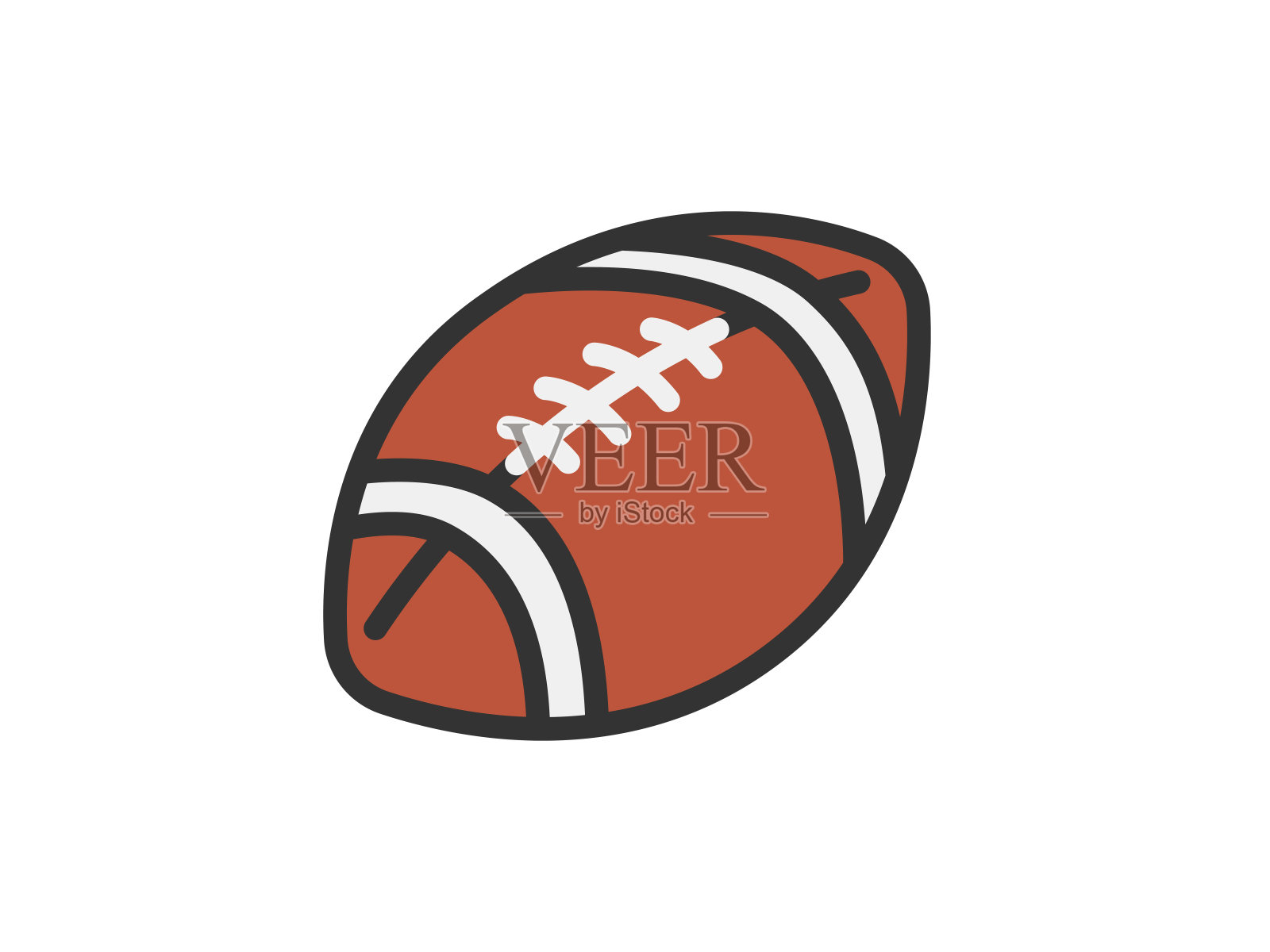 美式足球图标的插图(线条绘制颜色)。插画图片素材