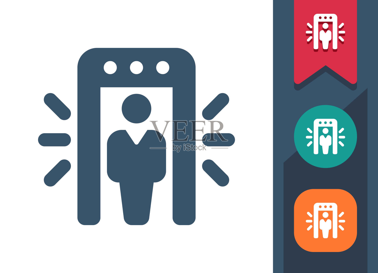 金属探测器图标。机场安检，金属探测器门插画图片素材