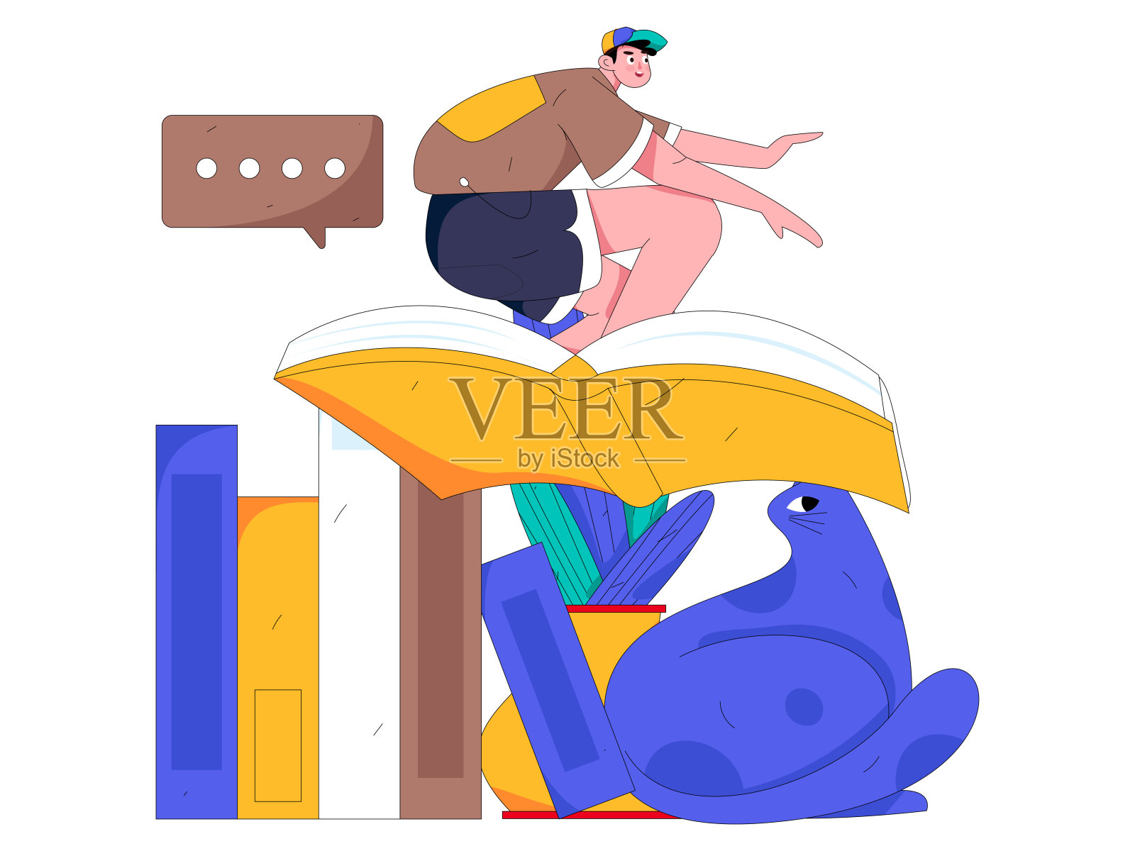 文字阅读静静地矢量概念操作手绘插图插画图片素材