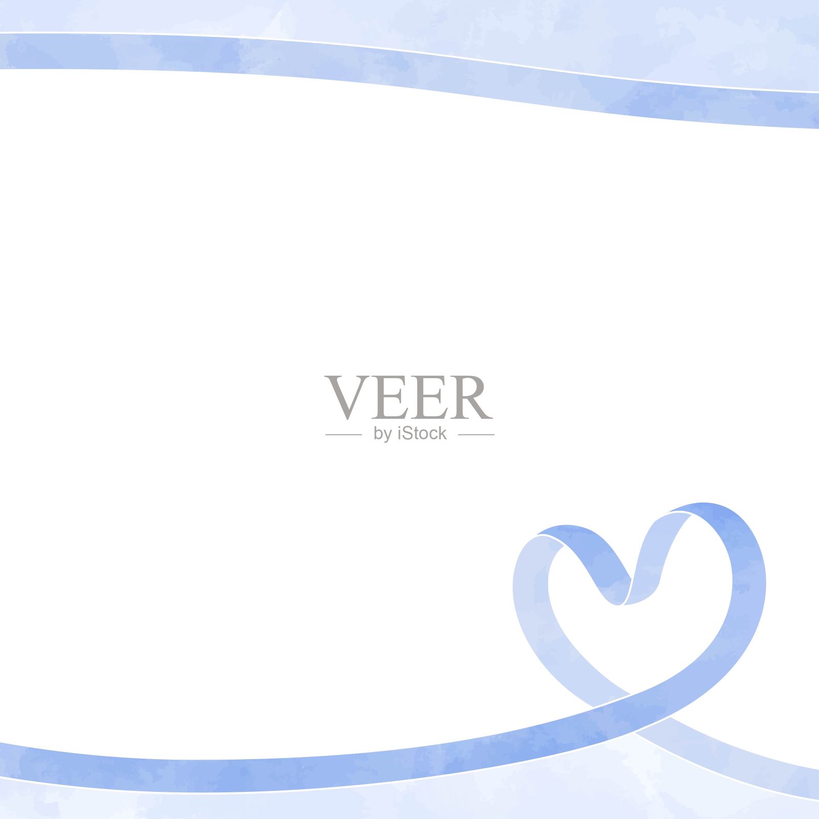 水彩风格心带框架，浅色框架，方形模板插画图片素材