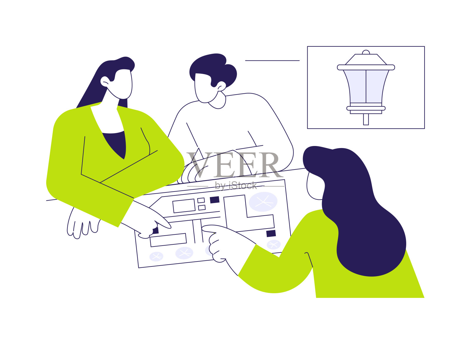 户外照明规划发展抽象概念矢量插图。插画图片素材