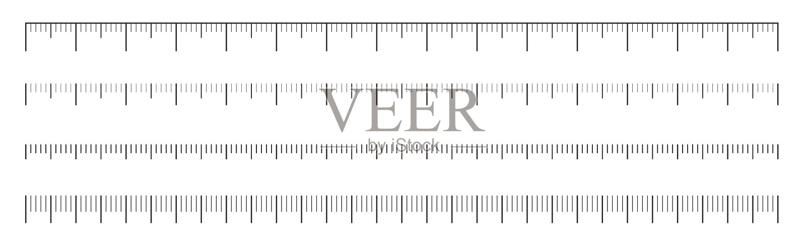 测量尺度，模板为尺子。量具毛坯。不同的测量单位插画图片素材