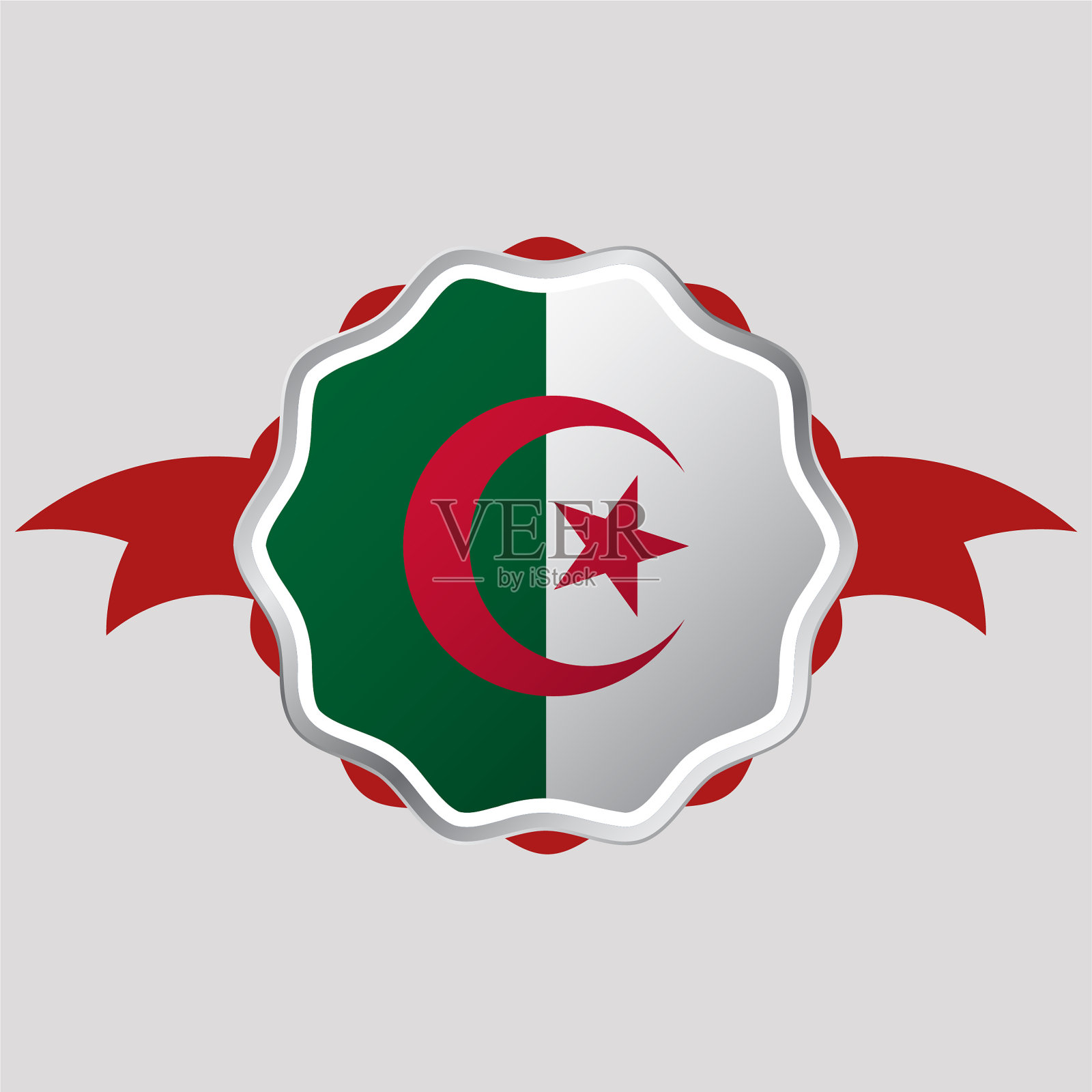 创意阿尔及利亚国旗贴纸徽章插画图片素材