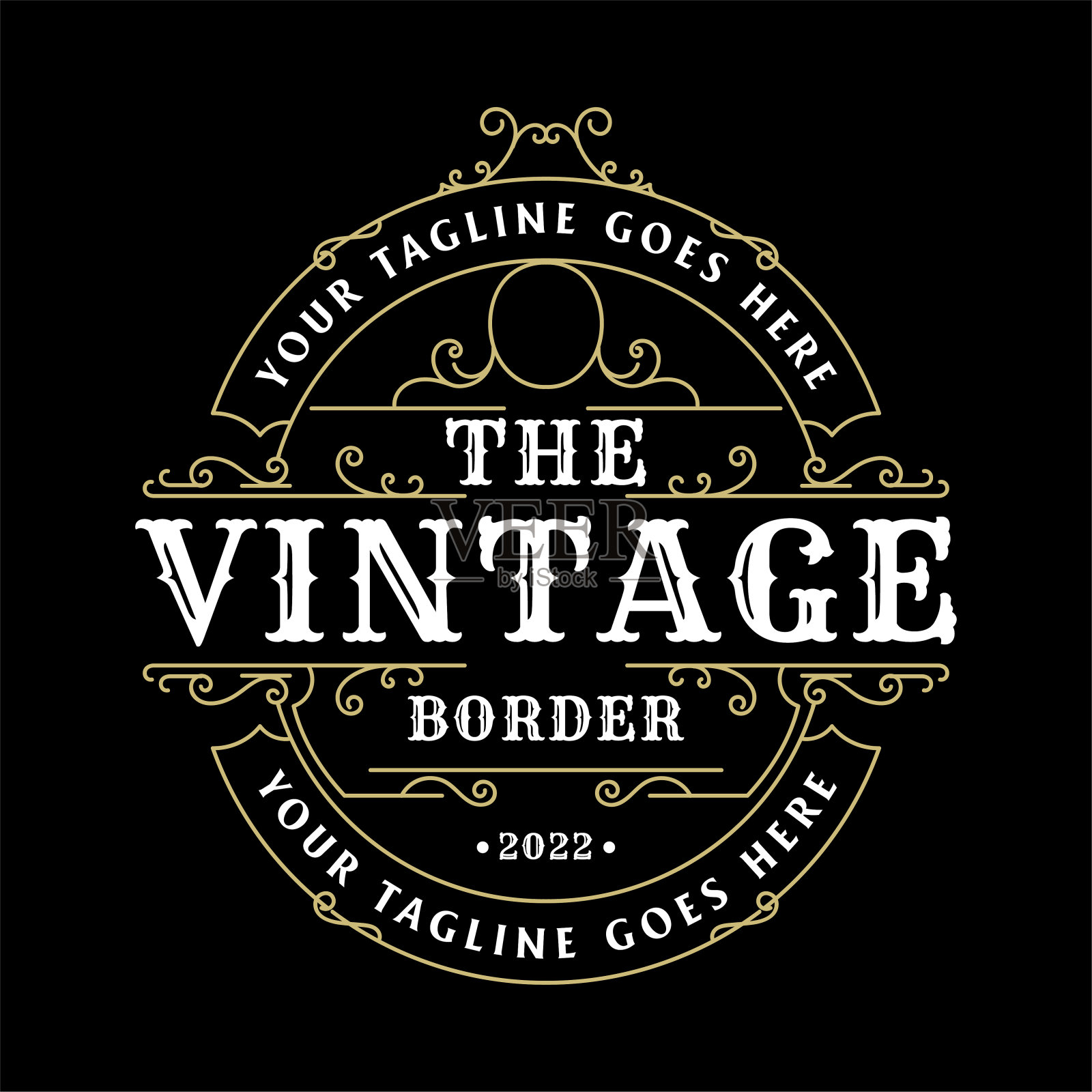圆形复古装饰空白边框框架皇家徽章徽章邮票标签设计矢量插画图片素材