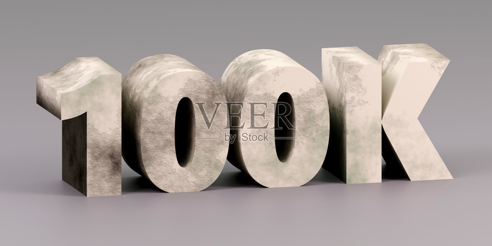 豪华混凝土标志100k在灰色平台上，线框房屋，柔和的光线，光滑的背景，3d渲染照片摄影图片