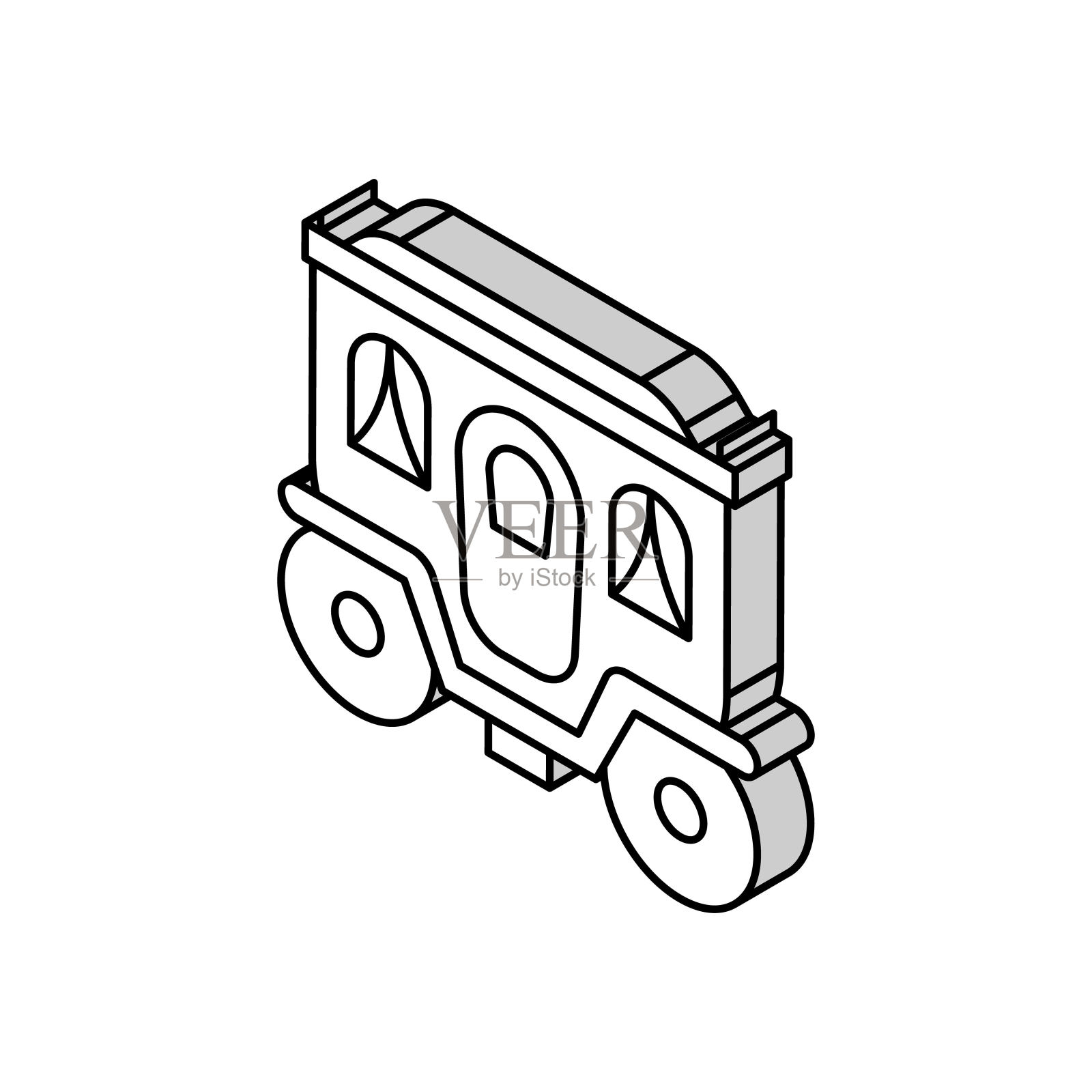 马车童话运输等距图标矢量插图插画图片素材