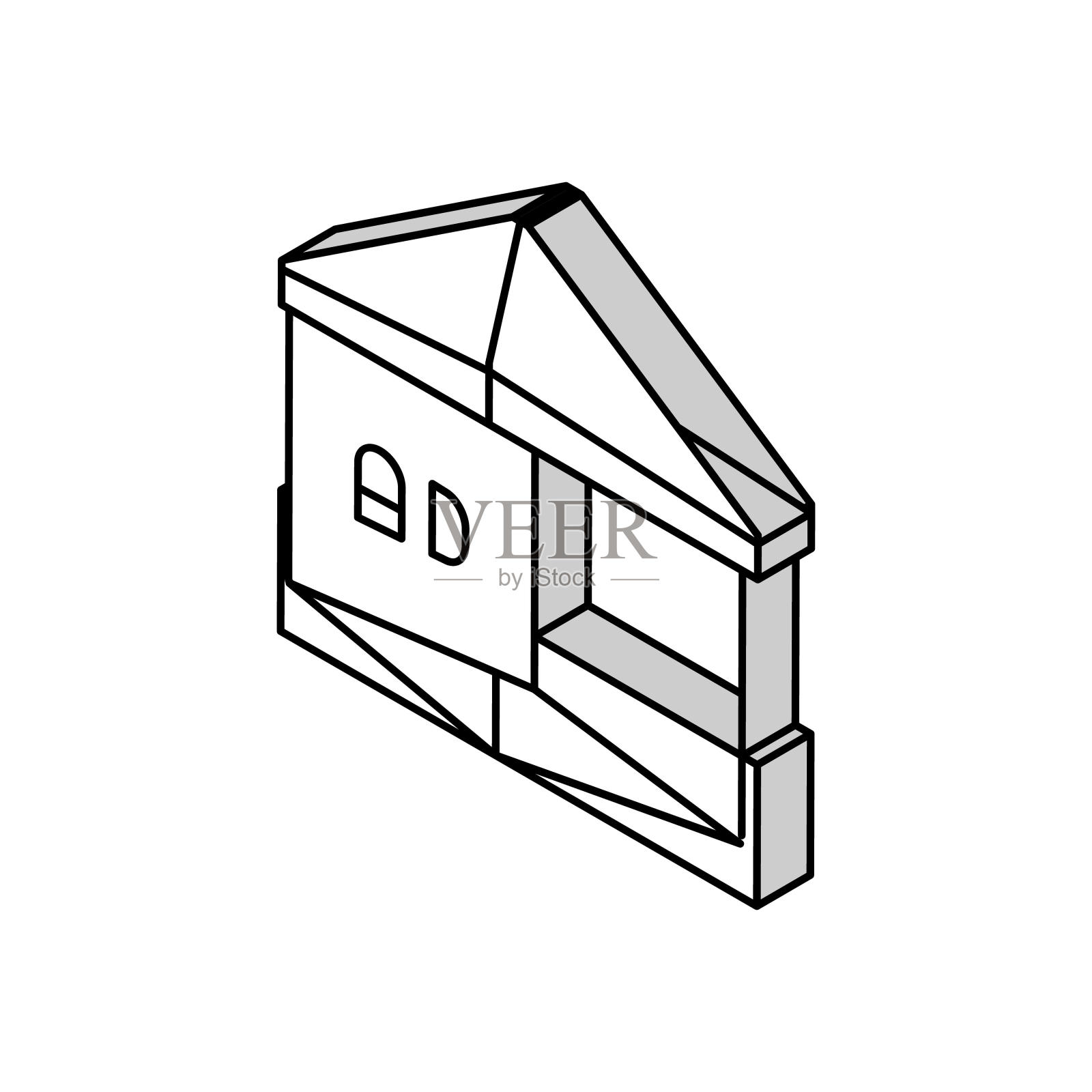 帐篷宣传等距图标矢量插图插画图片素材