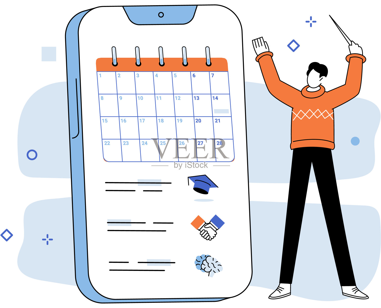 时间管理。精简流程和组织有助于有效的时间管理插画图片素材