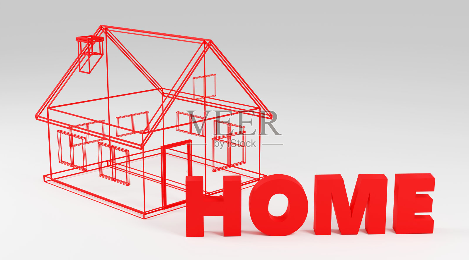 房子旁边的红色文字显示房屋3d渲染照片摄影图片