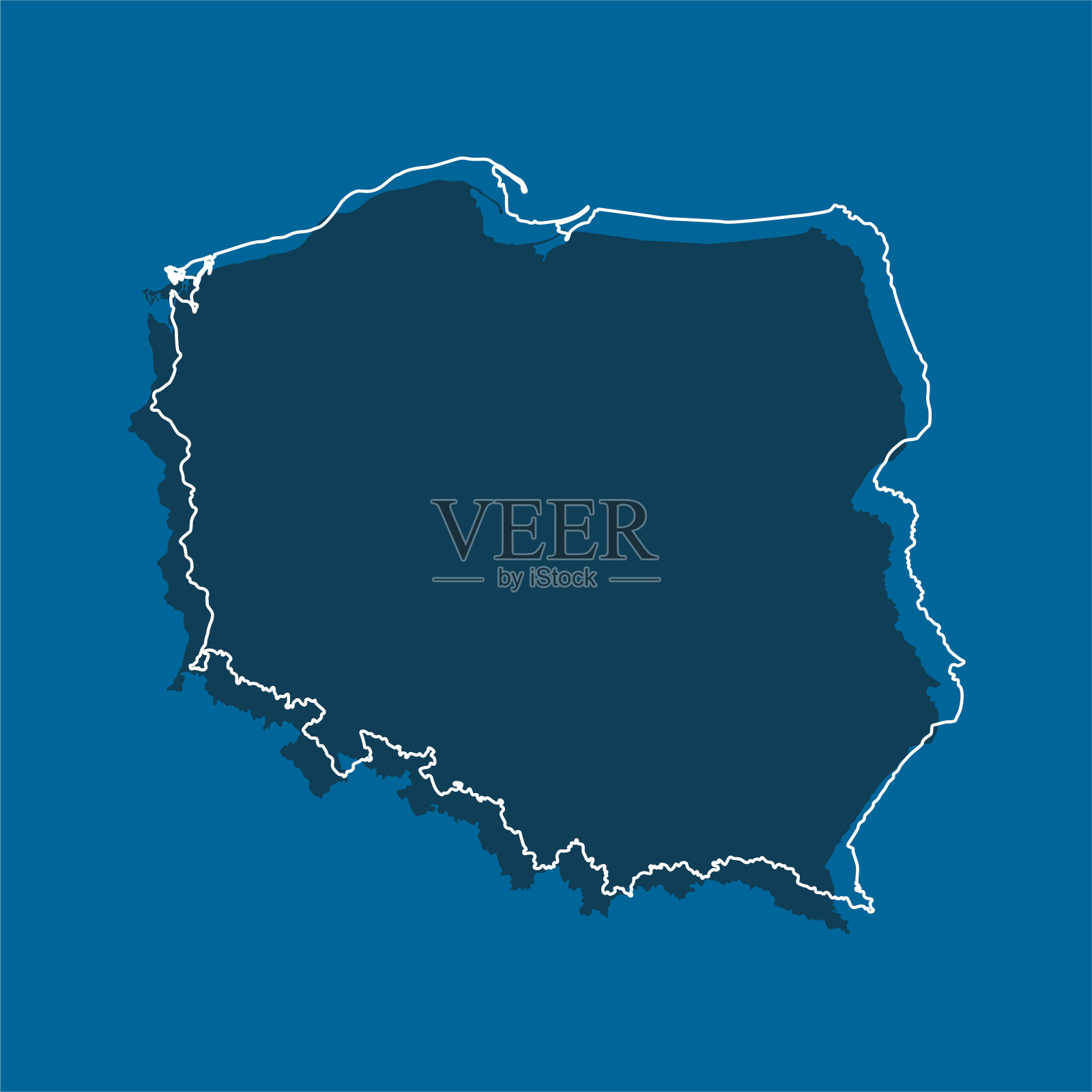 矢量轮廓地图波兰，线边界国家插画图片素材