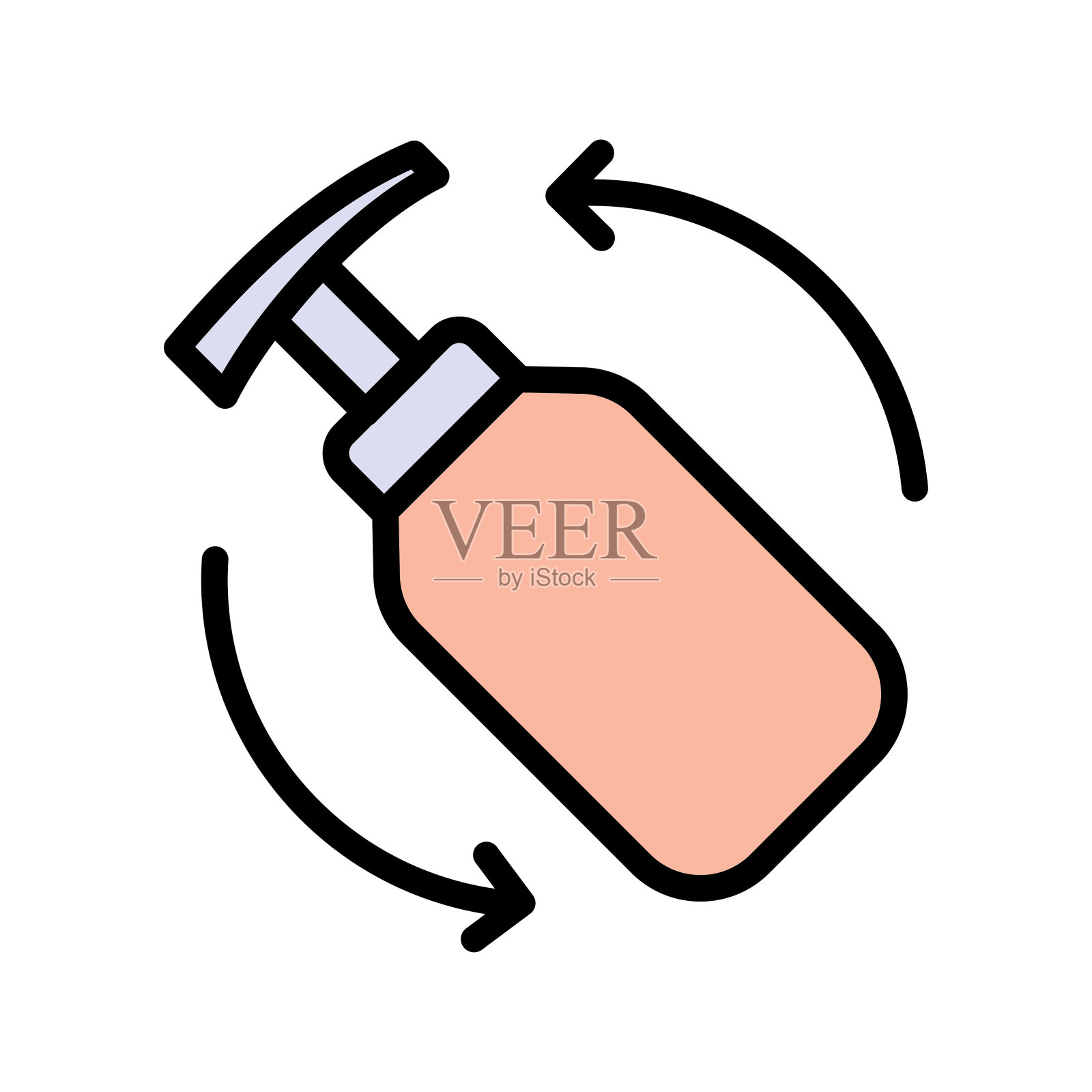 卸妆隔离图标，卸妆产品标志。棉垫颜色图标。简单的风格标志的移动概念插画图片素材