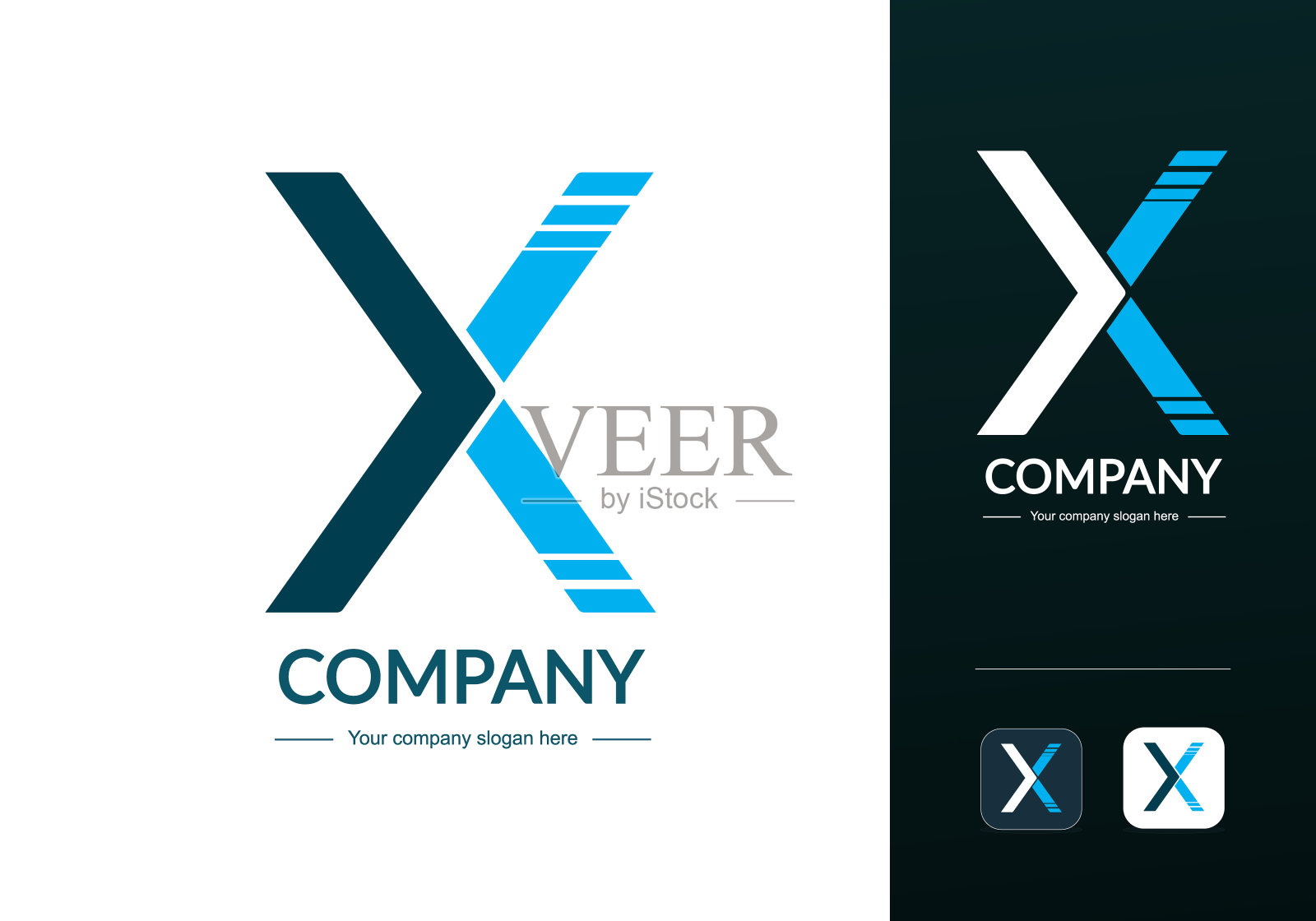 创意X字母技术标志设计矢量模板。现代X组符号与应用程序图标。最小字母X品牌或公司标志元素。插画图片素材