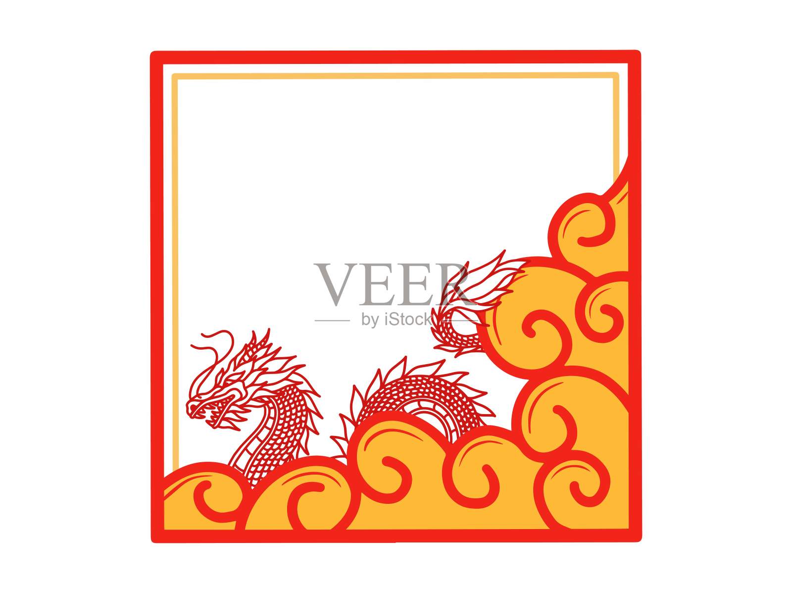 中国新年龙架背景。中国龙框架背景插图。龙框中国新年背景。框架龙背景中国新年插画图片素材