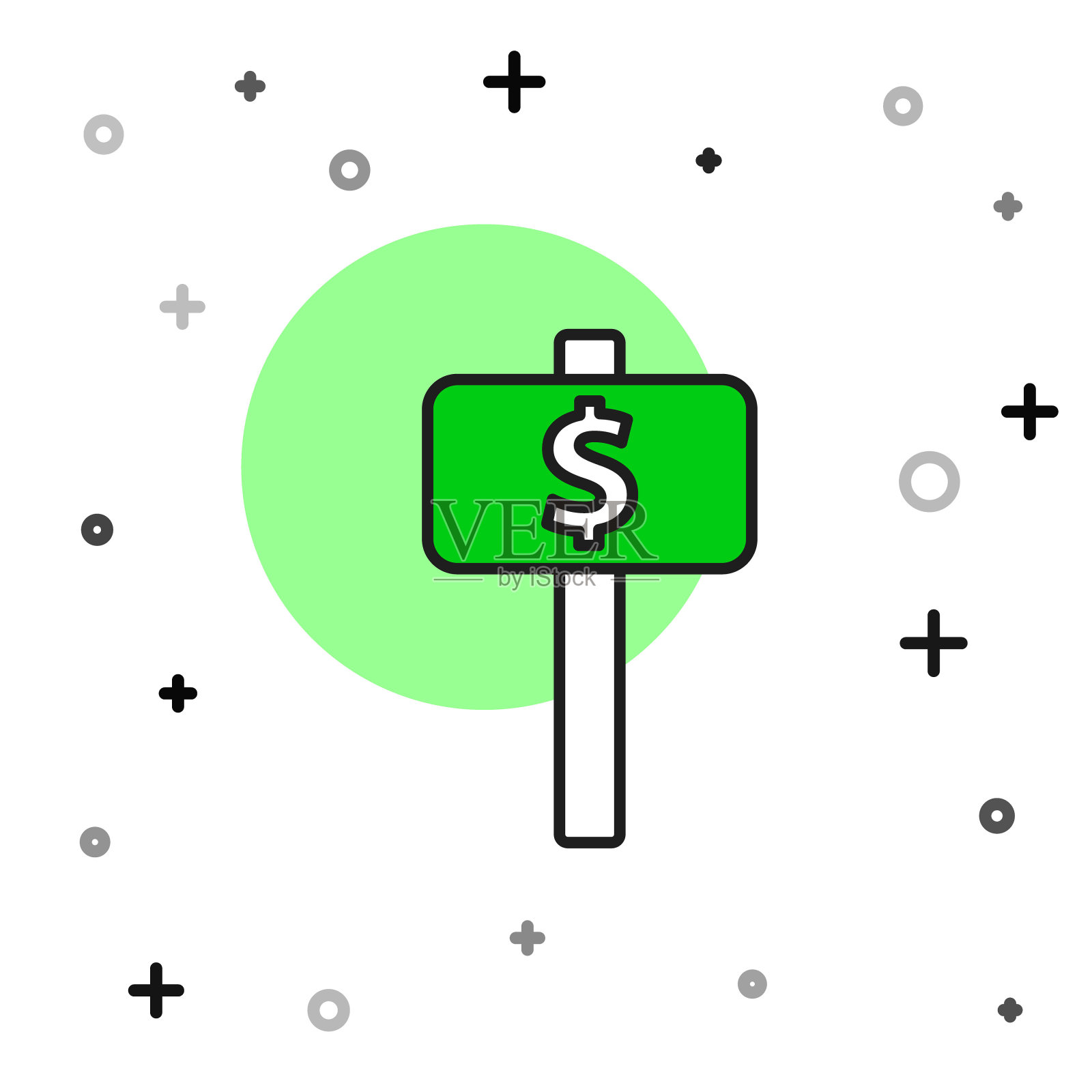 白色背景上手持拍卖板图标矢量图插画图片素材