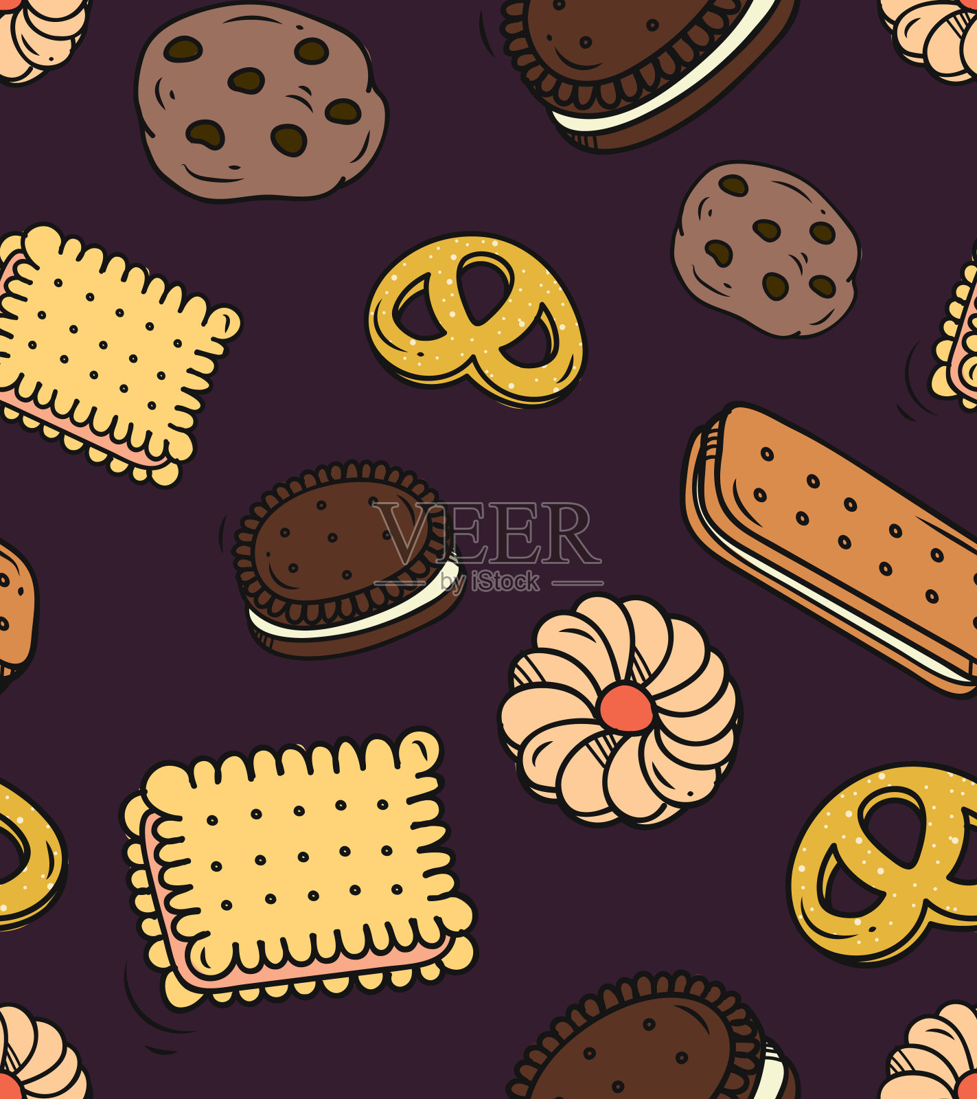 饼干涂鸦无缝背景插画图片素材