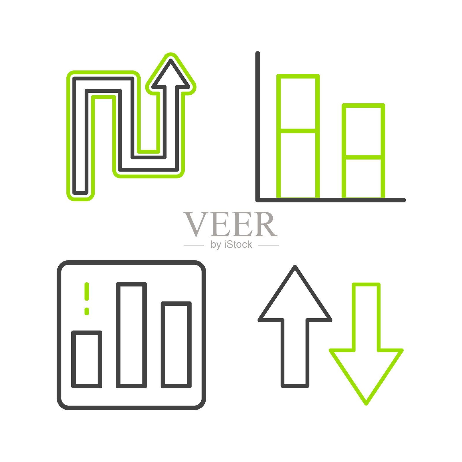 设置线箭头，饼图信息图，图形，图表，图表和图标。向量插画图片素材