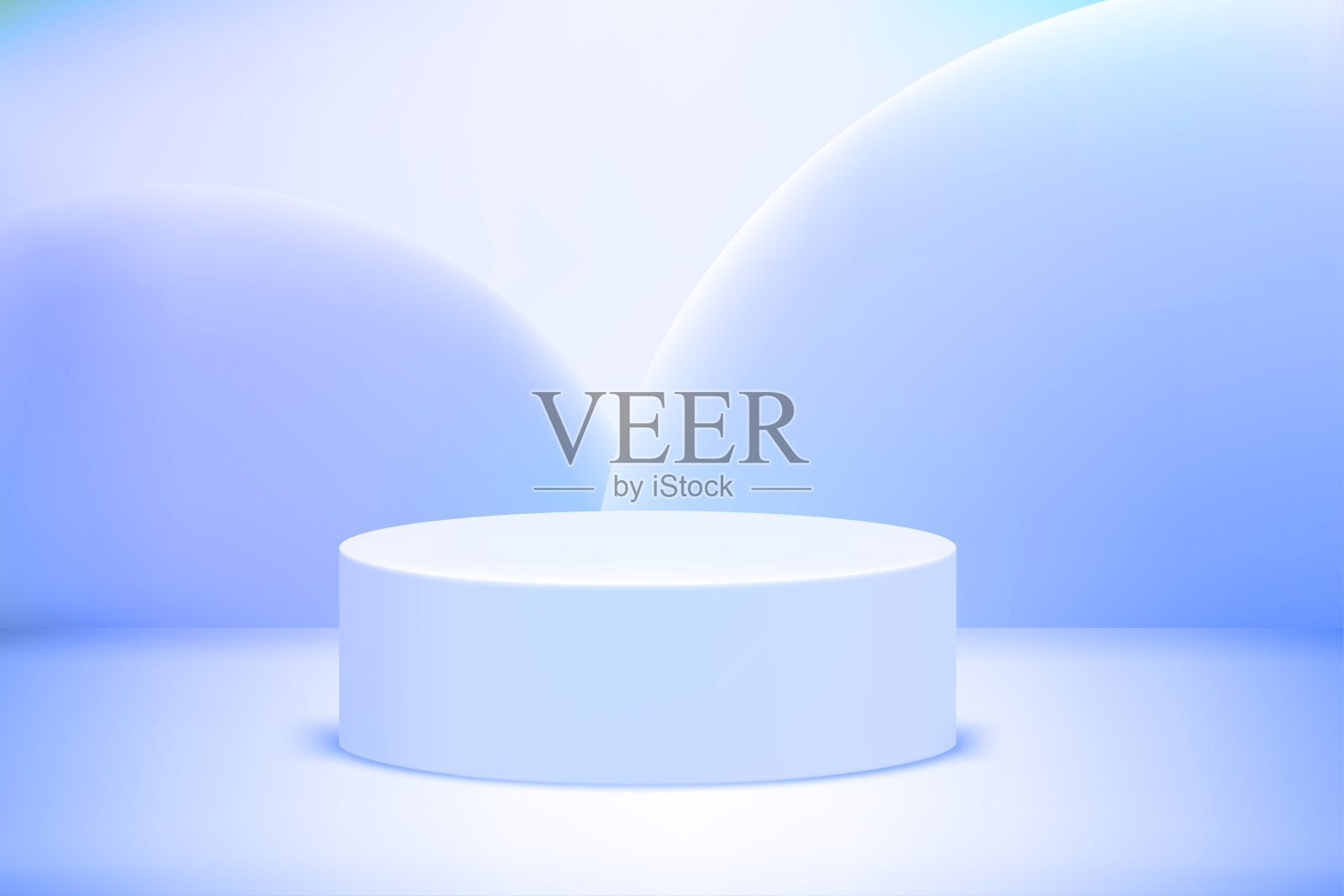 明亮的工作室，圆形的讲台。带有复制空间的矢量3d插图插画图片素材