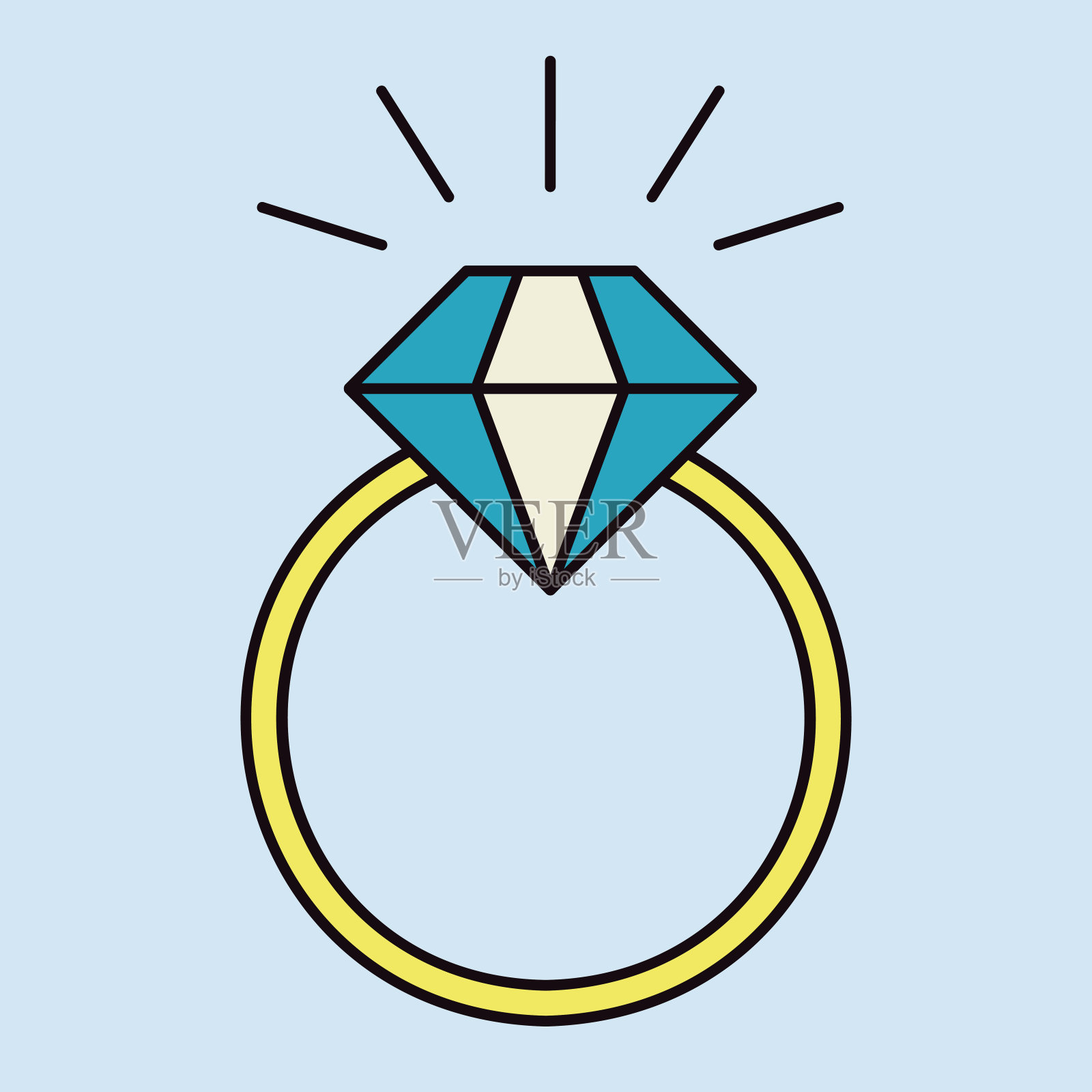 矢量结婚戒指与钻石图标插画图片素材