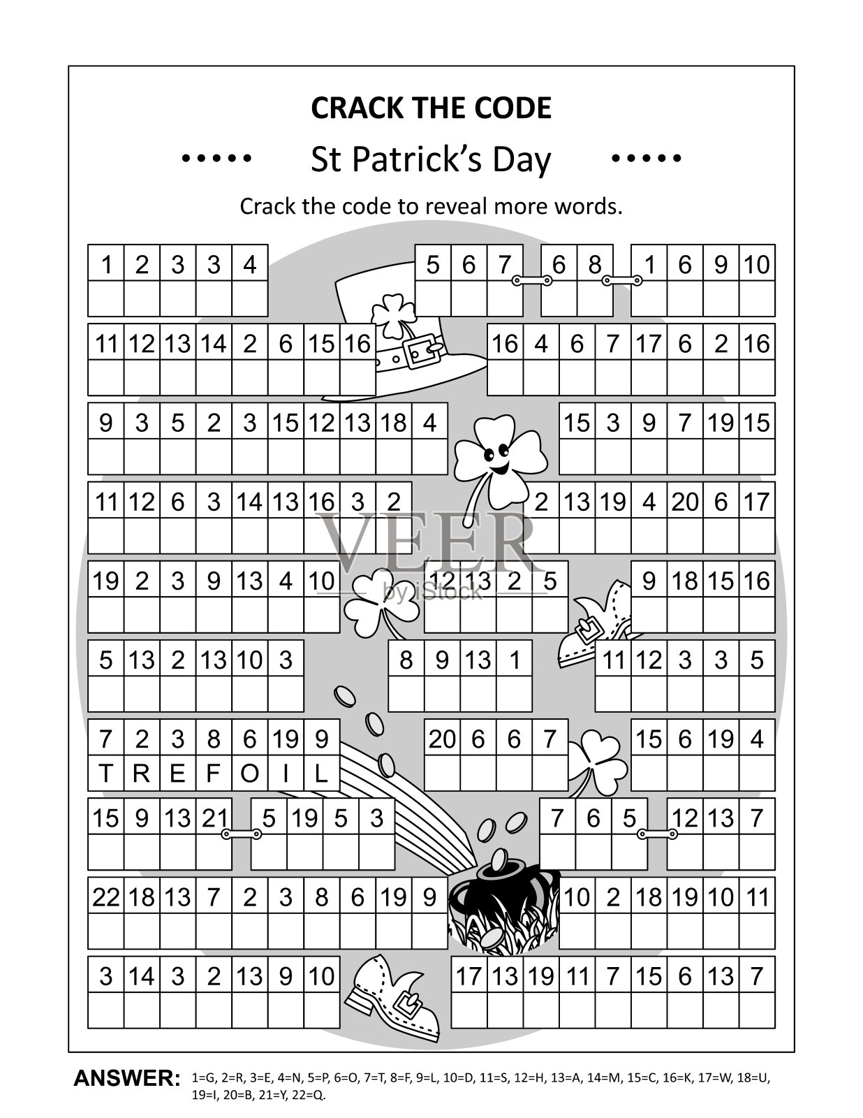 用圣帕特里克节的单词破解密码游戏插画图片素材