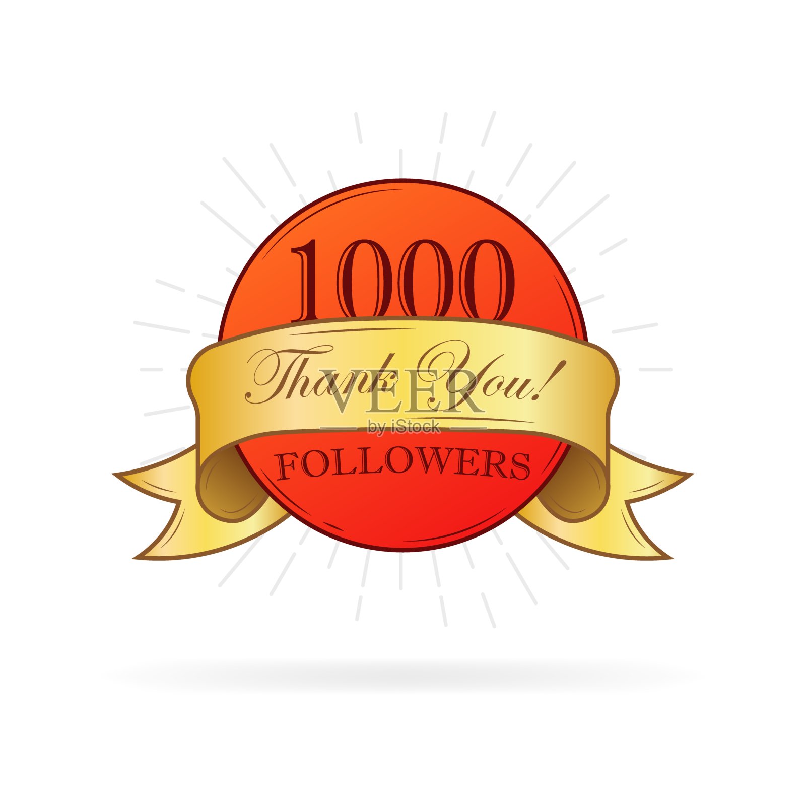 谢谢你的追随者横幅。1000个追随者图标。平的风格。矢量图标插画图片素材