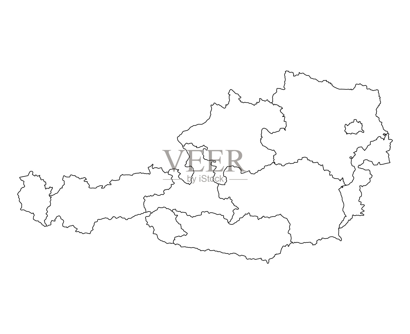 奥地利地图符号形状，旅游网平面概念图标符号矢量插图插画图片素材