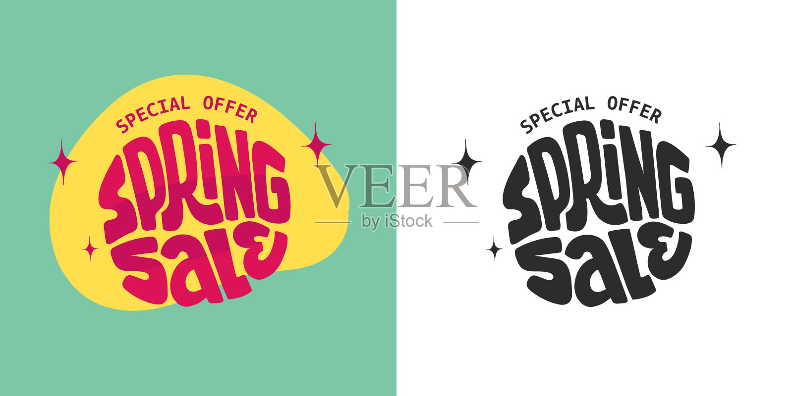 春季出售。特别优惠价。彩色手写体销售旺季。矢量文件插画图片素材