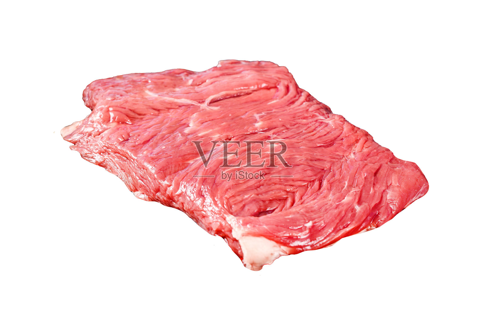 生牛腩牛排配黑粉胡椒。孤立在白色背景上。前视图。照片摄影图片