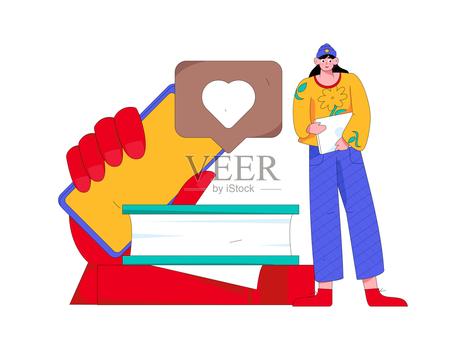 签到字符平面矢量概念操作手绘插图插画图片素材