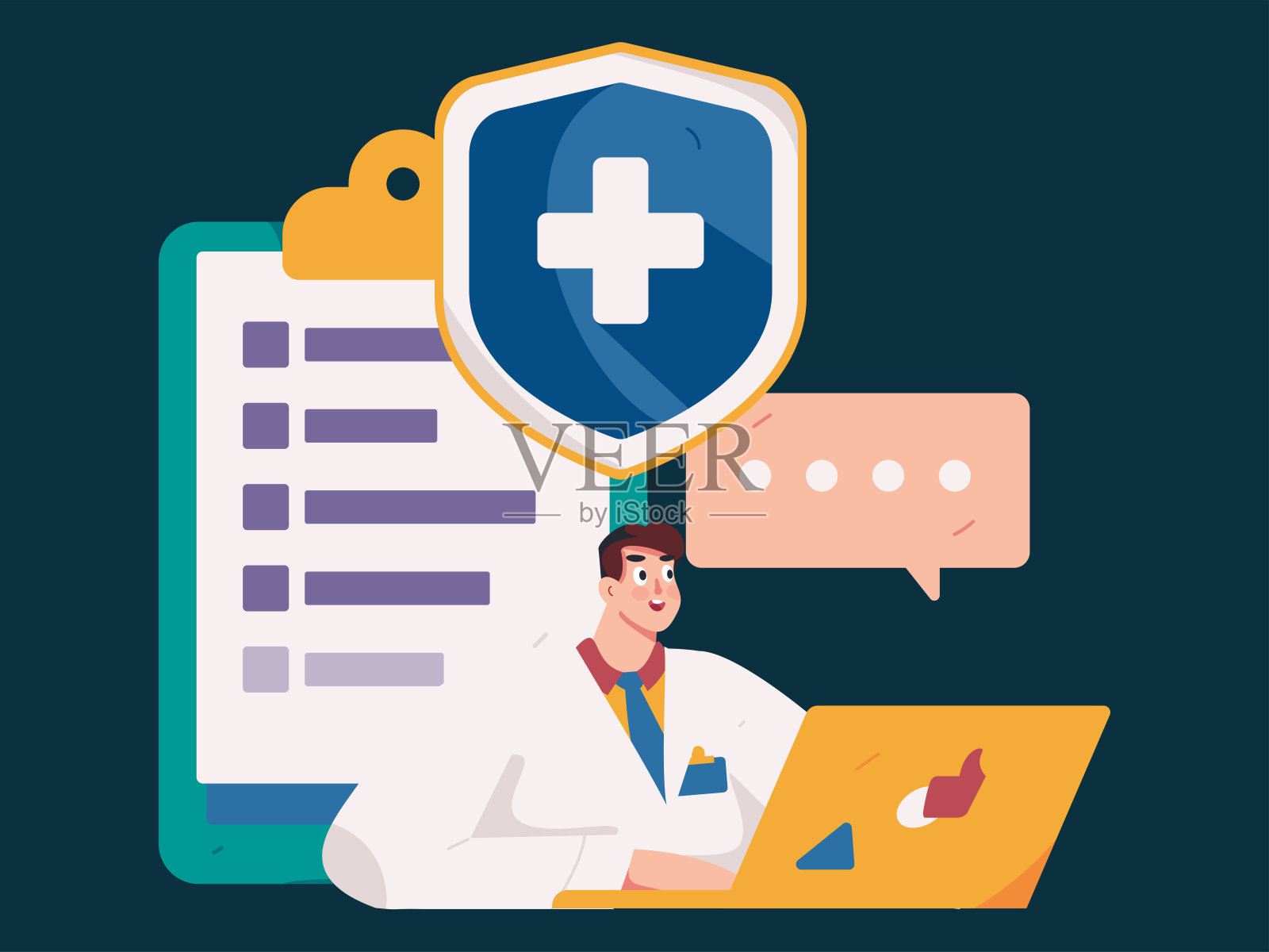 医学人物抗击疫情的平面矢量概念操作手绘插图插画图片素材