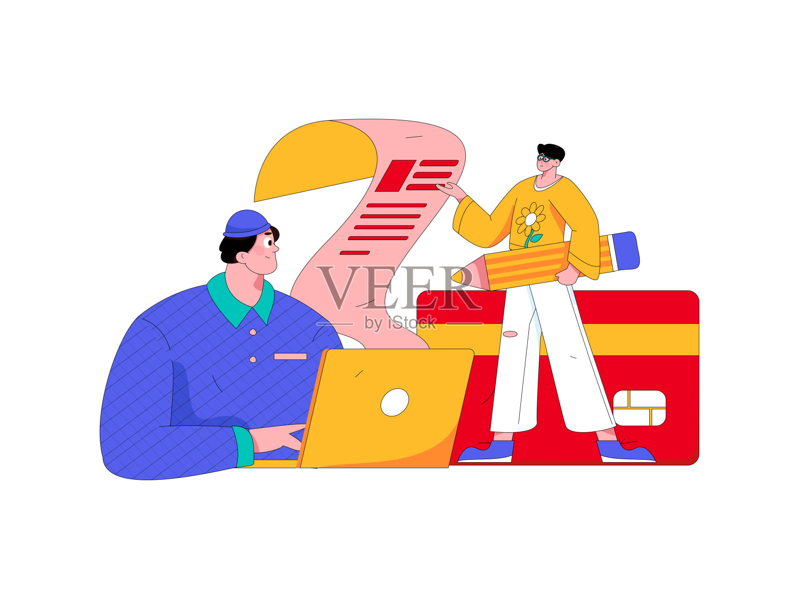 与顾问沟通平面矢量字符概念操作手绘插画插画图片素材