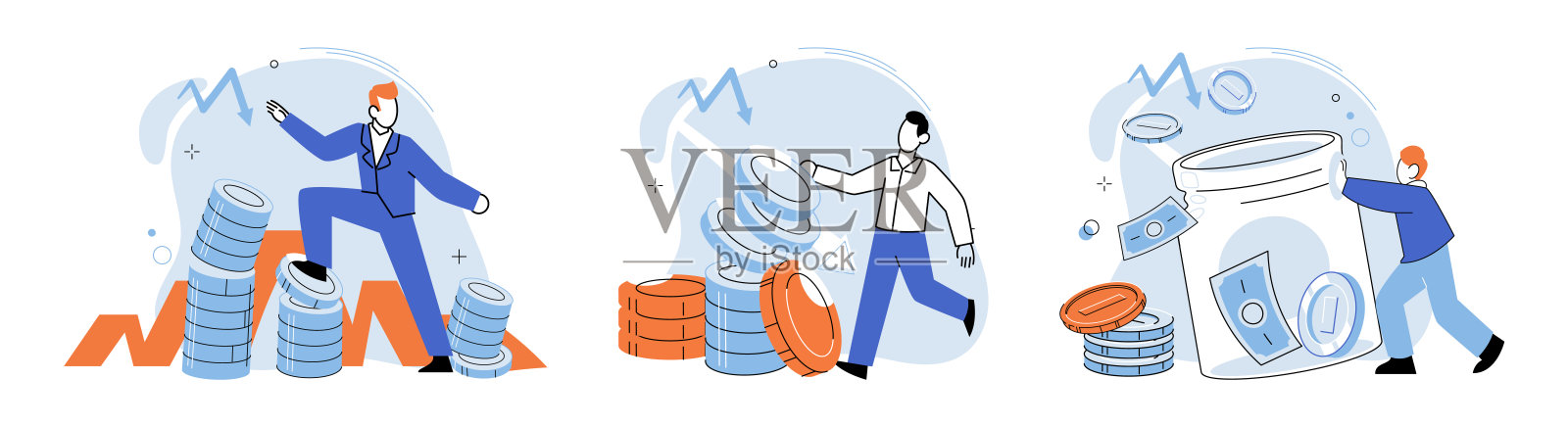 经济下滑。需要采取综合办法来解决经济衰退的根源插画图片素材