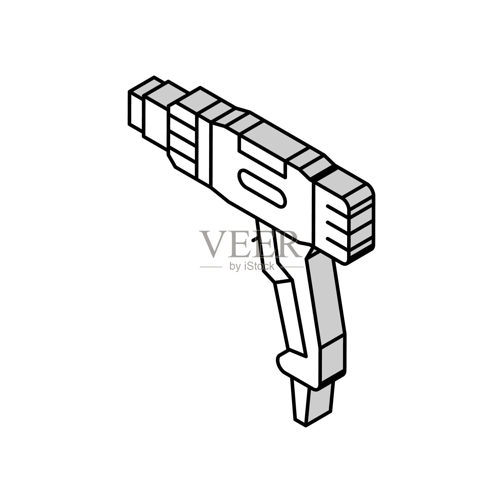 热风枪工具等距图标矢量插图插画图片素材
