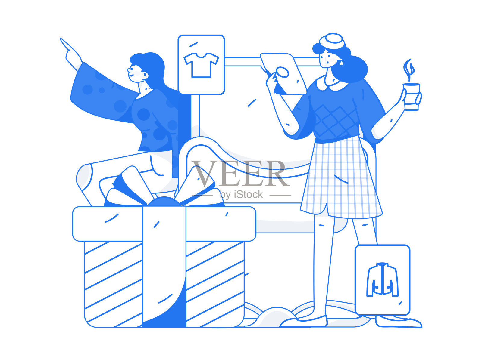 假日购物的人做电子商务网上购物平面矢量概念操作手绘插图插画图片素材