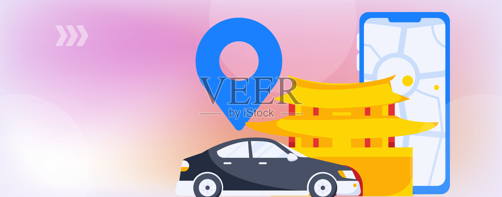 平面矢量概念操作手绘的人乘出租车的插图插画图片素材